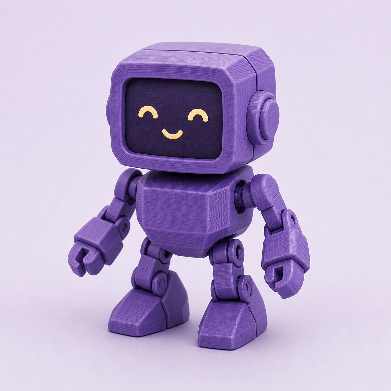 Mor 3D baskı hareketli mini robot konsepti